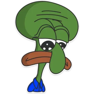 🐸 Squidward Tentacles SpongeBob SquarePants 章鱼哥, 卡通, 角色, 表情包, 海绵宝宝, 伤心 telegram sticker