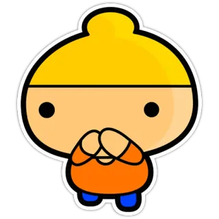 🙊 Dessin animé, Personnage, Sticker, Mignon, Cheveux jaunes, Tenue orange telegram sticker