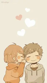 📞 dibujos animados, pareja, amor, corazones, relación, lindo, estilo anime telegram sticker