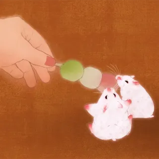 🐹 hamsters, dango, food, cute, animals, kawaii, hand, dessert telegram sticker