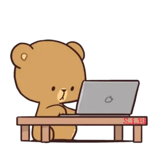 💻 orso, laptop, computer, carino, lavoro telegram sticker