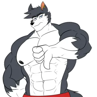 👎 animale, cane, muscoloso, pollice verso, non mi piace telegram sticker