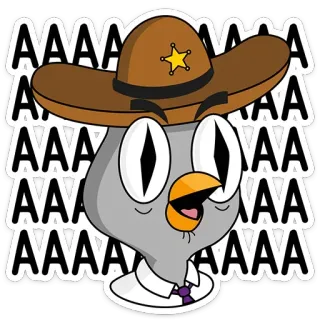 😮 AAAA Cartone animato, Uccello, Sceriffo, Divertente, Adesivo telegram sticker