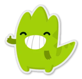 👍 Cartoon, Monster, Daumen hoch, Grün, Positiv, Tier, Niedlich telegram sticker