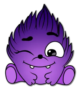 😜 Kreskówka, Fioletowy, Potwór, Uroczy, Kapryśny, Postać telegram sticker