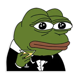 🙂 Pepe the Frog Pepe, frog, meme, cartoon, drink, suit telegram sticker