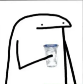 😐 streepmannetje, drinken, water, beker, simpel, cartoon telegram sticker