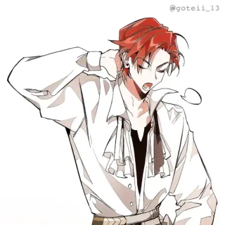 🍷 Anime, Mangá, Cabelo ruivo, Masculino, Camisa com babados telegram sticker