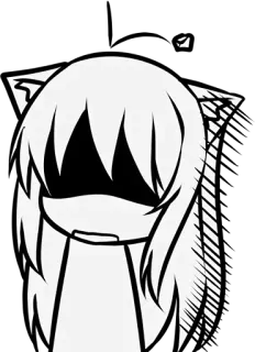 💀 Anime, Manga, Dessin animé, Oreilles de chat, Fille, Kawaii telegram sticker