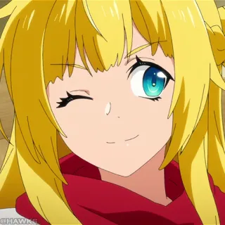 ⚔️ anime meisje, knipogen, blond haar, schattig, anime personage telegram sticker