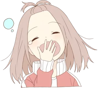 😪 Anime, Mädchen, niedlich, schläfrig, gähnen, Chibi whatsapp sticker