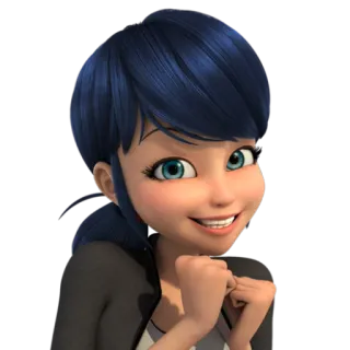 😏 Marinette Marinette Dupain-Cheng, Miraculous Ladybug, Cartone animato, Ragazza, Sorriso, Personaggio telegram sticker