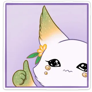 👍 kucing, jempol, lucu, stiker, kartun, hewan telegram sticker