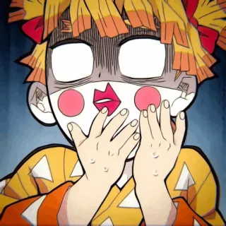 👺 Zenitsu Agatsuma Demon Slayer 애니메이션, 귀멸의 칼날, 젠이츠, 무서워, 웃긴, 만화 telegram sticker