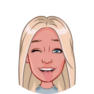 😛 Cartoon, Emoji, Vrouw, Tong, Knipoog, Blond haar, Gezichtsuitdrukking telegram sticker