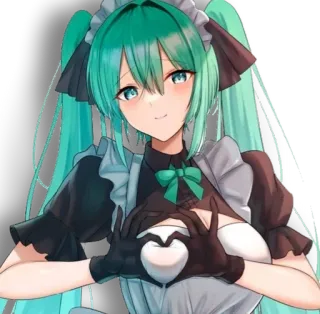 ❤ Hatsune Miku Anime, Maid, Personaje, Mujer, Guantes telegram sticker