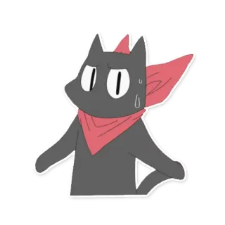 😥 แมว, สัตว์, การ์ตูน, สติกเกอร์, ผ้าพันคอสีแดง, อนิเมะ telegram sticker