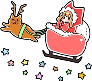 🦌 natal, santa, rusa, kucing, kereta salju, bintang telegram sticker