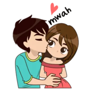 😚 dibujos animados, amor, beso, pareja, relación, corazón, romance telegram sticker