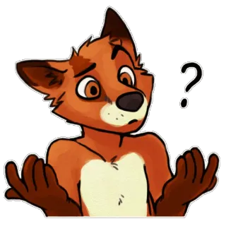 🙄 raposa, furry, desenho animado, animal, pergunta, confuso, adesivo, mamífero whatsapp sticker
