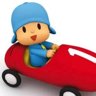 🚗 Pocoyo Dibujo animado, Personaje, Niño, Coche, Rojo whatsapp sticker