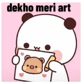 🎨 dekho meri art cute, bear, art, drawing, panda, kawaii, cartoon whatsapp sticker