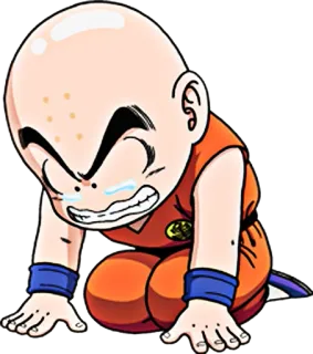 😢 Krillin Dragon Ball Z anime, menangis, sedih, petarung, Dragon Ball telegram sticker