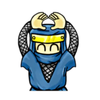 🙆‍♂️ Ninja, Dessin animé, Personnage, Combattant, Bleu, Mignon telegram sticker
