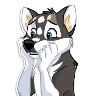 😯 lobo, fofo, husky, desenho animado, animal, cachorro, filhote, peludo telegram sticker