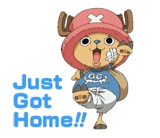 👋 Tony Tony Chopper One Piece Just Got Home!! anime, One Piece, Tony Tony Chopper, rusa kutub, baru sampai rumah, imut telegram sticker