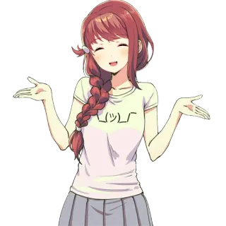 🤗 ¯\_(ツ)_/¯ anime, ragazza, alzata di spalle, meme telegram sticker