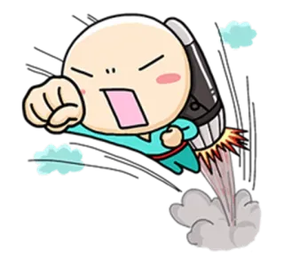 😆 การ์ตูน, บิน, จรวด, ความตื่นเต้น, พลังงาน, พลัง, ความเร็ว telegram sticker