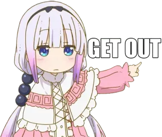 😠 GET OUT 动漫, 卡通, 女孩, 文字, 滚 telegram sticker