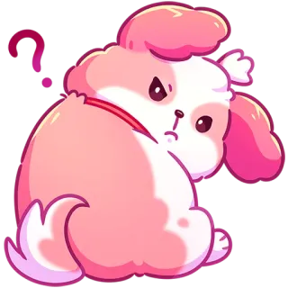 😒 dog, puppy, cute, animal, pink, question, cartoon, confused telegram sticker