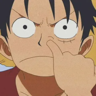 👒 Monkey D. Luffy One Piece Anime, Manga, Dibujos animados, Dedo, Pirata telegram sticker
