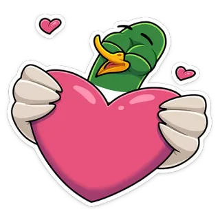 ❤️ pato, coração, amor, fofo, desenho animado, adesivo telegram sticker