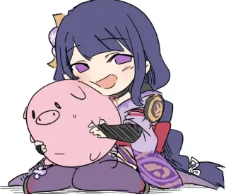 🏖 Raiden Shogun Genshin Impact anime, character, video game, cute, kawaii, genshin impact telegram sticker
