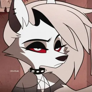 🤨 Loona Helluva Boss Loona, Helluva Boss, Kreskówka, Anime, Wilk, Sarkastyczny telegram sticker
