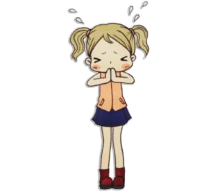 🙏 Cartoon, Mädchen, Anime, Schweiß, Nervös, Verlegen, Flehend, Illustration whatsapp sticker