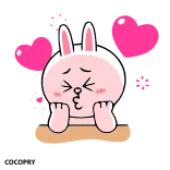 😚 Cony line friends, cony, amor, corazones, beso, conejo, lindo telegram sticker