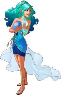 💃 Fantasy, Elf, Frau, blaue Haare, Magie, Fee, Cartoon whatsapp sticker
