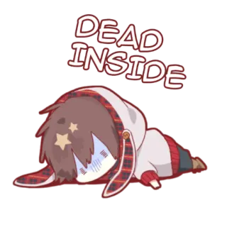 🛌 DEAD INSIDE dead inside, sad, bunny, anime style, cartoon telegram sticker