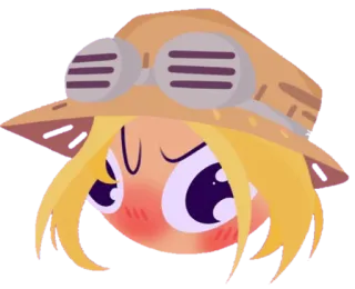 🤨 emoji, arrossire, carino, cappello, cartone animato, stupido telegram sticker