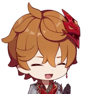 ✋ Tartaglia Genshin Impact Anime, Videogioco, Rosso, Chibi telegram sticker