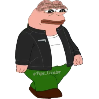 🐸 Pepe @Pepe_Creator pepe, créateur, mème, mème internet, personnage, veste, pantalon vert telegram sticker