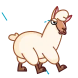 😞 lama, dessin animé, animal, mammifère, alpaga whatsapp sticker