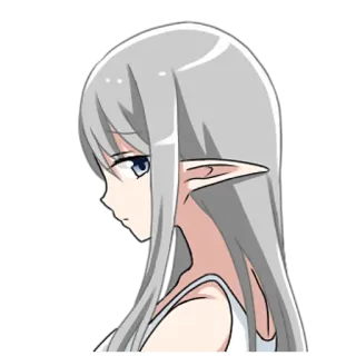😒 アニメ, エルフ, 女の子, 女性, ポートレート, 銀髪 telegram sticker