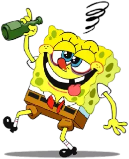 🍾 Spongebob Spongebob Squarepants ivre, dessin animé, fête, Spongebob, bouteille telegram sticker