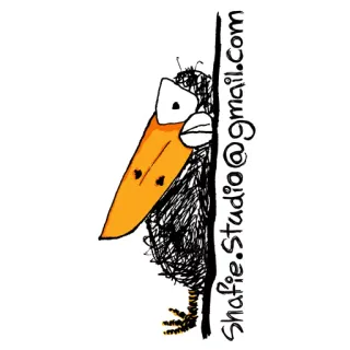 😉 Shafie.studio@gmail.com bird, cartoon, peeking, shafie, illustration, doodle, beak telegram sticker