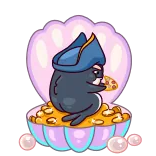 🍕 pirate, treasure, shell, cartoon, animal, cute, sea, ocean telegram sticker